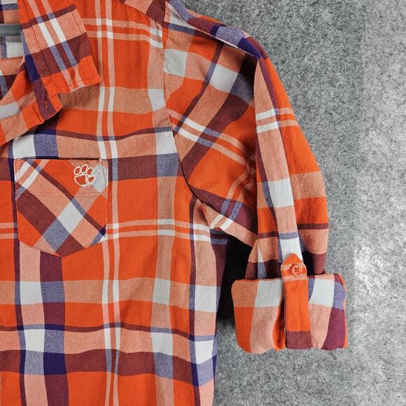 Clemson Tigers Flannel Shirt Plaid Button Up Long Sleeve Roll Tab UG Apparel 2X - Picture 3 of 11
